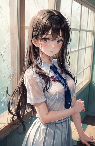 Long black hair、Large Breasts