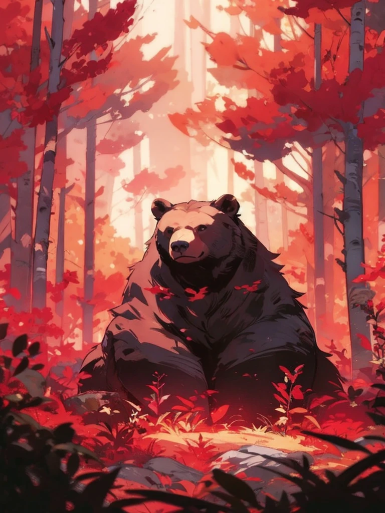 male brown bear standing in woods looking at sky