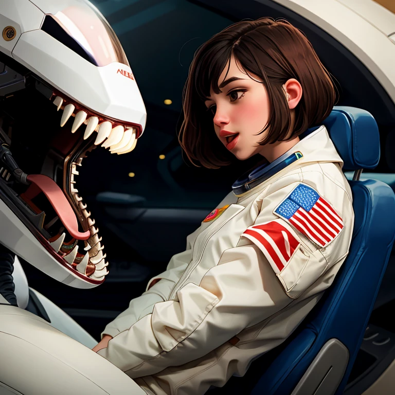 Astronaut woman, oral rape by xenomorph