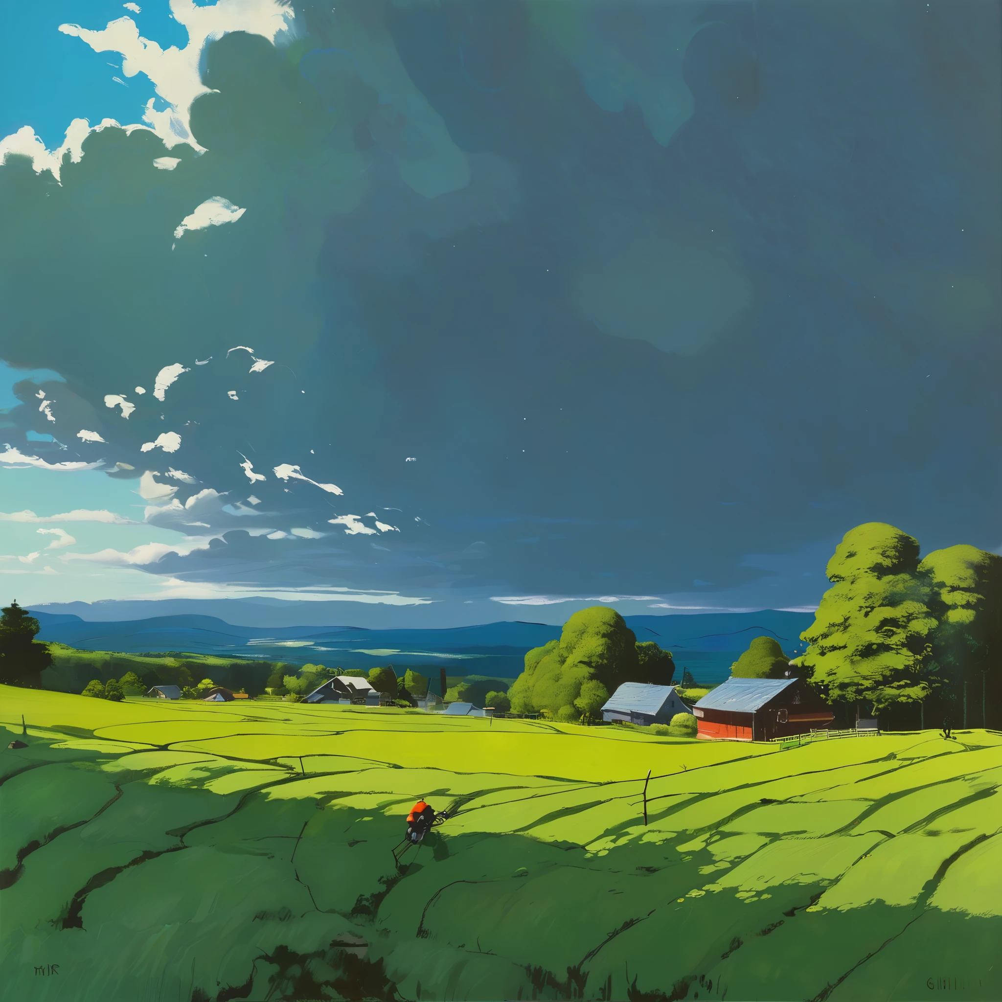 Record Cover Aphex Twin, The background color becomes softer, "Ambient Works Collection Vol... 4", acrylic painting, Trending on pixiv Fanbox, Palette knife and brush, Makoto Shinkai's Style Jamie Wyeth James Gilliard Edward Hopper Greg Ratkowski Studio Ghibli Genshin Impact