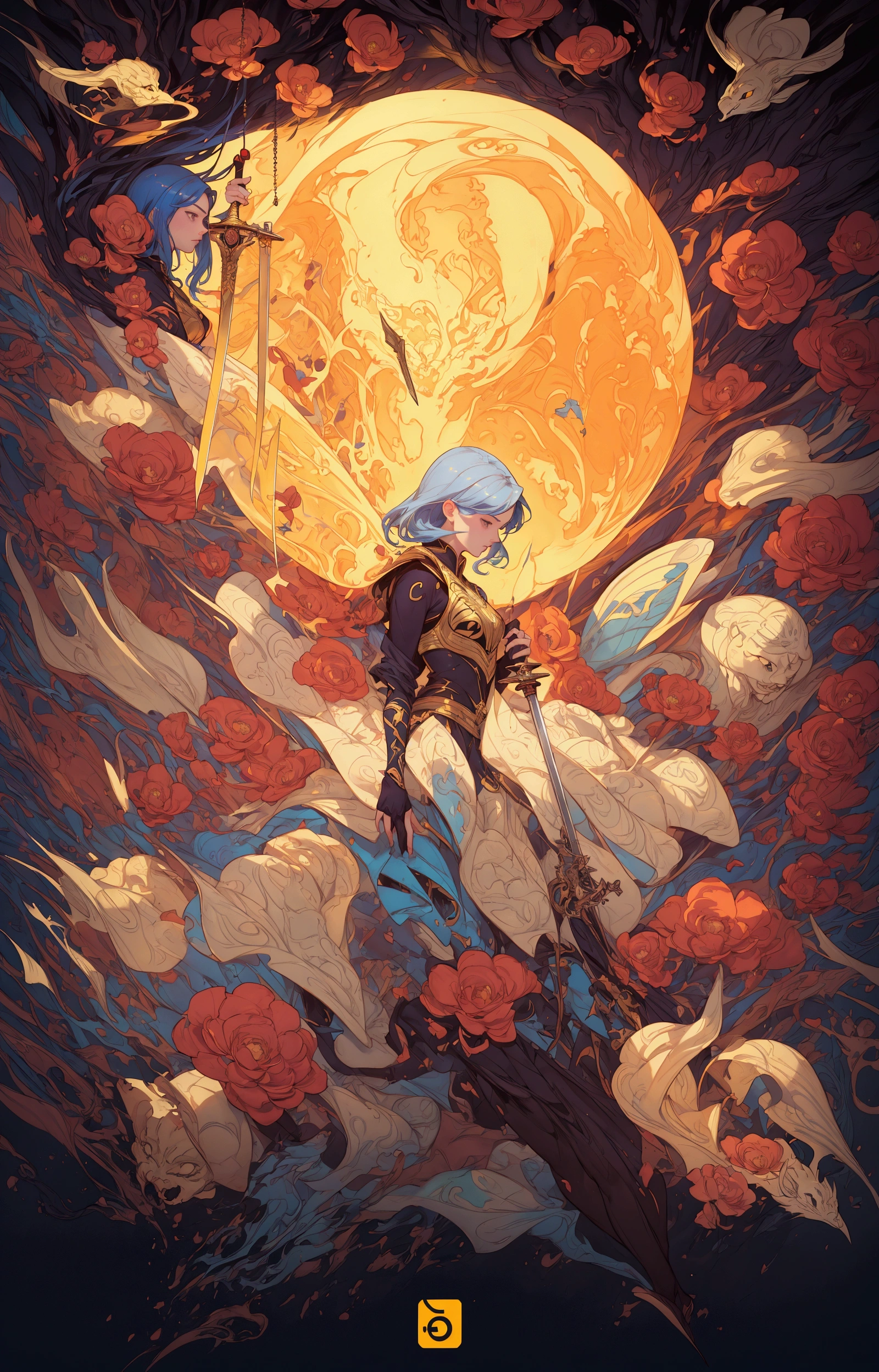 a cartoon picture of a beautiful girl with a sword surrounded by many cats, comic cover art, joshua middleton comic cover art, comic cover, official art, by Justin Sweet, by Ryan Yee, wonder boy, comicbook cover, by Kubisi art, cover game art, game art, key art, by Pedro Pedraja, video game cover, published art