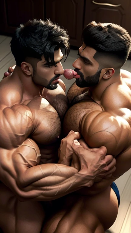 two indian muscular men doing more hot body playing couple entwined with Pain is raging on the face, and making aggressive face expressions, from above view, musclebound and hulking, muscular bodies, large muscles, very beautiful body playing, seductive body playing, erotic, more hot exotic moments, hot gay penis licking, gay penis sucking, hot body playing poses, hot nudity