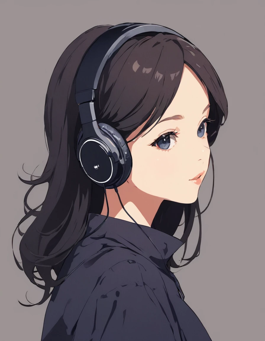 Silhouette of a girl, headphone、 close, , Flat Design, Vector illustration, Graphic Illustration, Detailed 2D illustrations, Flat Illustration, Digital Illustration, Digital Art,