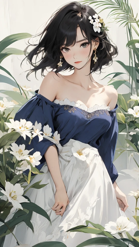 Off-shoulder dress,A girl