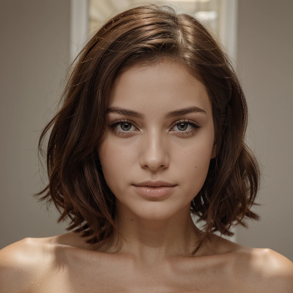Femme de 27 ans, couleur de peau métissée claire avec cheveux bouclés au visage raffiné