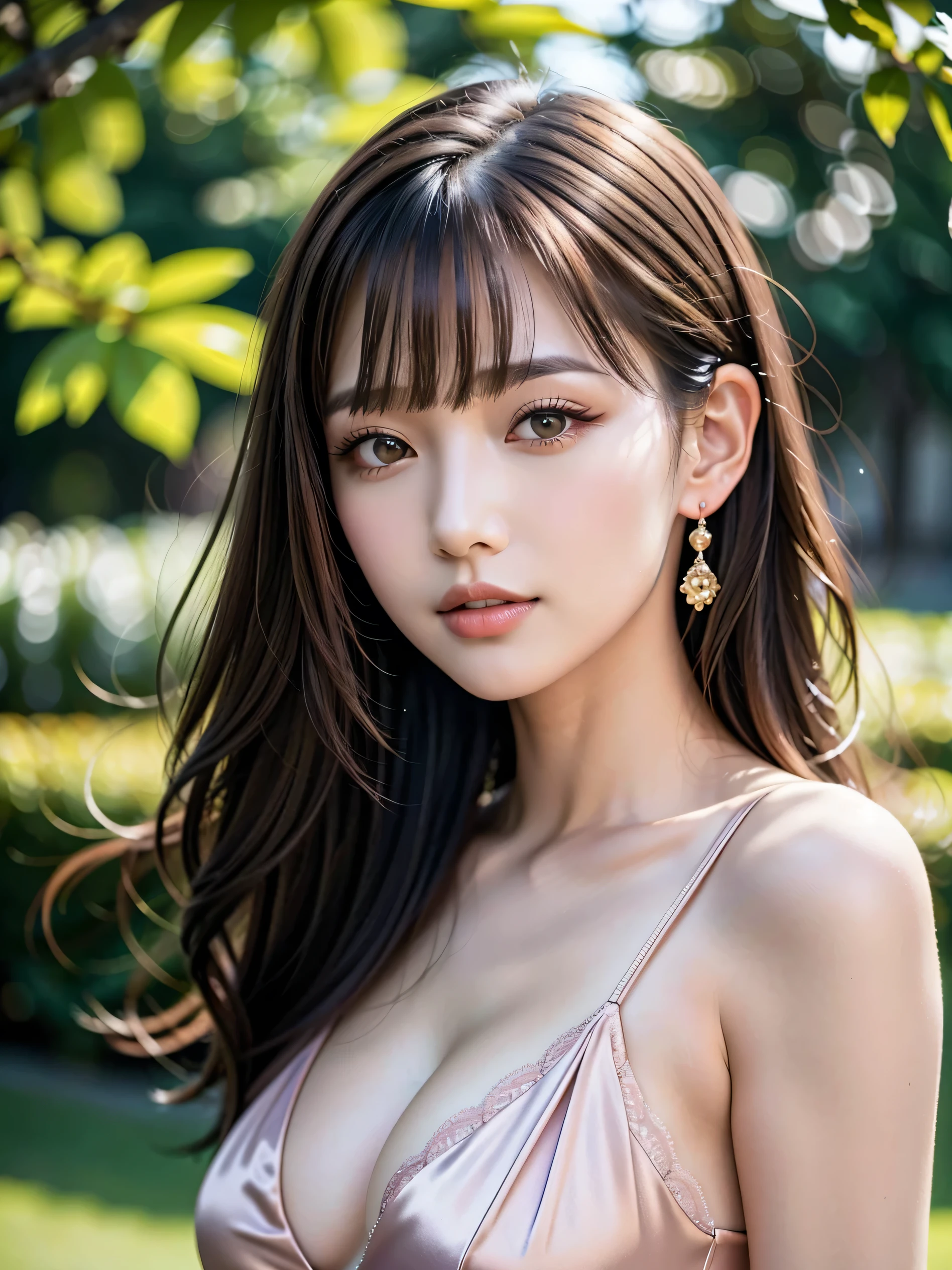 8k,Highest quality, masterpiece, Very detailed, 超High resolution, Realistic, RAW Photos, Absurd, The perfect solution, One Girl, alone,Upper Body, (View your audience:1.3),Young and pretty girl in Japan,Very cute face, Charming person, Big Breasts, Long Bob Hair ,smile,Pink Dress、The Royal Palace Gardens with greenery stretching out in the distance、 Glossy lips, Double eyelids on both eyes, Beautiful details,Natural Makeup, Long eyelashes, shiny smooth light brown Long Bob Hair, Asymmetrical bangs, Shiny skin, Center image, High resolution, Attention to detail, Detailed hairstyle, Detailed face, Great cinema lighting, Octane Rendering, Vibrant, Ultra-realistic, Perfect limbs, Perfect Anatomy