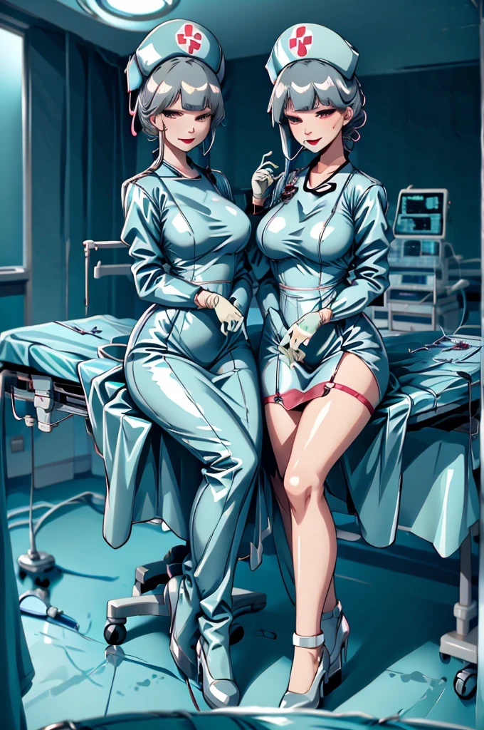 nurse uniform,hospital, latex nurse suit,nurses,busty,elbow gloves,labcoat,grey hair woman,red eyes , gigantic ,medical instruments,asian nurse,two nurses,speculum,examination room,oversize ,big ass ,strap on, lay on table ,legs spreaded,giving birth,gyno chair , dentist,Milf,latex,green uniform,oversize breasts