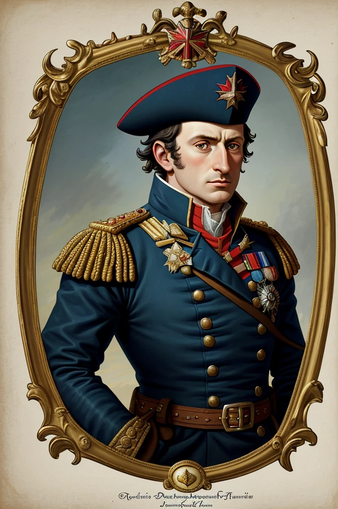 Arafed portrait of a man in military uniform holding a flag, portrait of a Napoleonic admiral, Napoleonic, Inspired by Jean-François de Troyes, Napoleonic wars, Napoleon, dressed like Napoleon Bonaparte, Jacques-Louis David Style, Inspired by Horatio McCulloch, Jack - Louis David, Inspired by Horatio Nelson Poole
