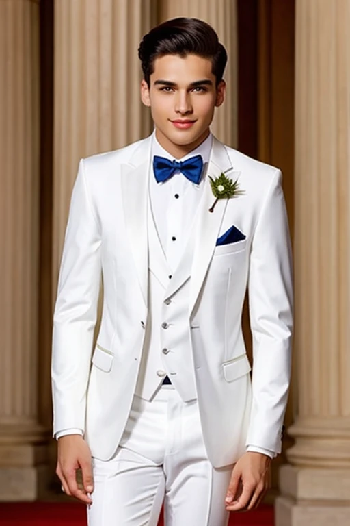  Young cute handsome mister suprano perfect face white suit at crowned pageant