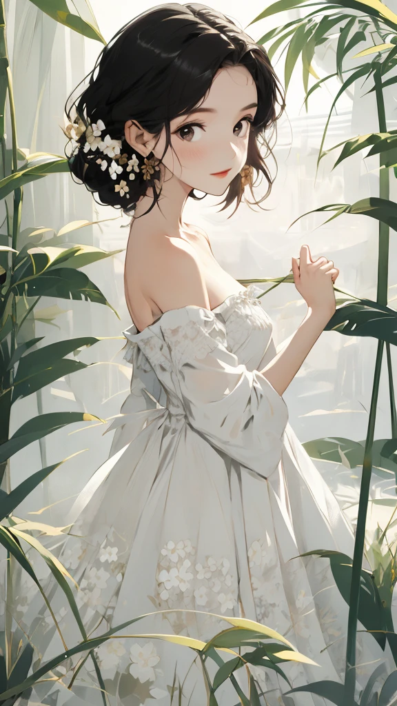 Off-shoulder dress,A girl
