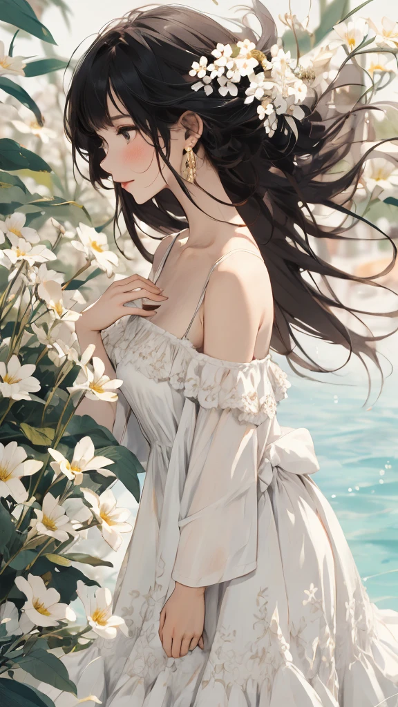 Off-shoulder dress,A girl