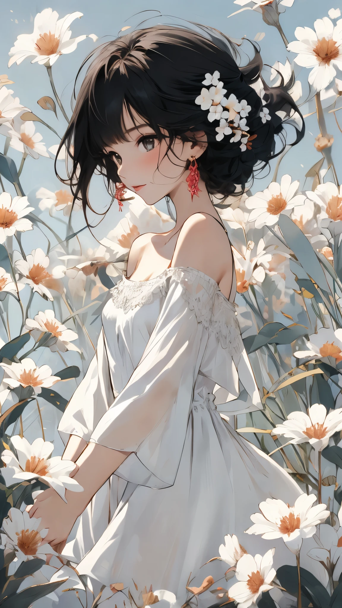 Off-shoulder dress,A girl