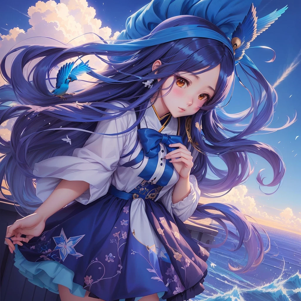 anime girl with long hair and a blue bird in her hand, anime moe artstyle, young anime girl, anime style 4 k, high quality anime artstyle, anime artstyle, (anime girl), anime wallaper, an anime girl, anime visual of a cute girl, anime girl, anime aesthetic, anime girl with long hair, beautiful anime girl, anime illustration