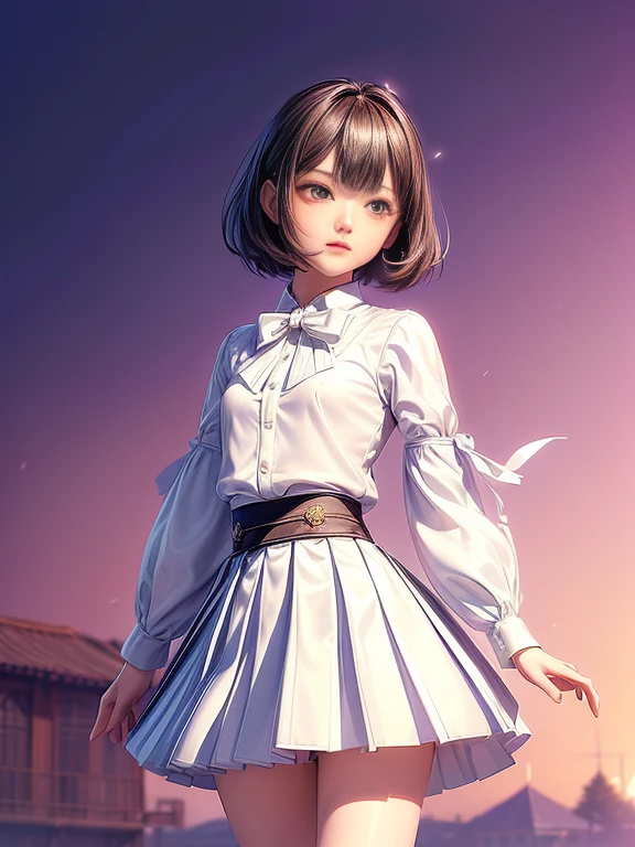 (masterpiece、Highest quality:1.7)、(12 years old:1.5)、(Full body shot:1.5)、Bobcut、Black Hair、85mm、16K、Official Art、RAW Photos、Best Beautiful Faces、Close-up、Violet、Gardenia、((The best beautiful girl、very cute))、Red blush on cheeks、((In the office))、(Are standing:1.8)、Film Grain、Chromatic Aberration、Sharp Focus、(((Nice hands、Perfect hands、Perfect Fingers、Thin and delicate fingers、A perfect body without flaws)))、Detailed face、(Slender body:1.5)、(Slender body:1.3)、(Slim upper body:1.2)、(Small and flat bust:1.7)、(Narrow thighs:1.3)、(Let your bangs hang down:1.8)、(Blushing:1.8)、(Low contrast lighting:1.4)、(襟t付きのwhiteタイトビジネスシルクブラウス:1.5)、((white)Bowtie blouse:1.5)、(Long sleeve: 1.4)、(The length is very short(white)Pleated silk mini skirt:1.7)、(whiteスクールソックス:1.5),(Cover your chest with your palms:1.7),(The wind is blowing up her skirt:1.8),(Low angle from below:1.6),Buckshot), Ass Focus,