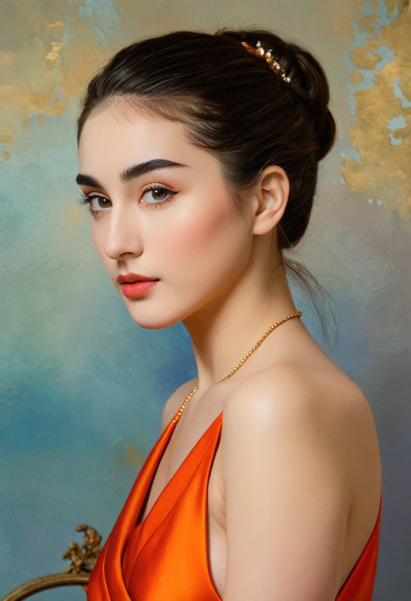 (highres,masterpiece:1.2),(realistic:1.37)"(best quality, ultra-detailed, realistic),beautiful portrait of a 20-year-old French, (She is half French and half Japanese, and is a stunning beauty with detailed eyes and a high nose:1.1), thick eyebrows, long graceful neck, poised and elegant posture, soft and delicate lighting, classic oil painting medium, vibrant colors, subtle background with clear white wall, dreamy atmosphere, seductive, (best quality,4k,8k,highres,masterpiece:1.2), ultra-detailed, (realistic,photorealistic,photo-realistic:1.37),(Numerous award-winning masterpieces, incredibly detailed and textured, maximal resolution and clarity), (Hyper-realistic:1.4), sexy look
