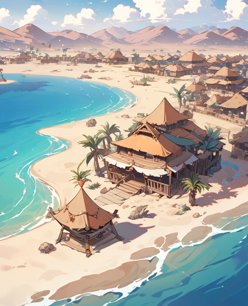 Desert village in shore