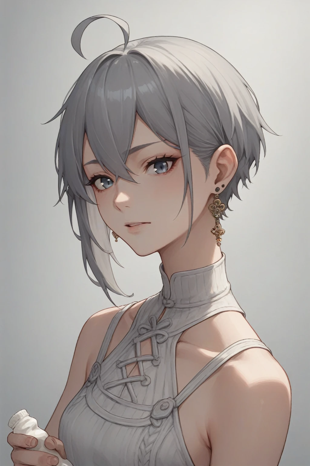 sauce_anime, score_9, score_8_superior, One girl, fubuki, Gray Hair, One-sided knitting, Ahoge, Earrings, Fox's Tail, Pentagram, Glasses, computer, Sitting, game、Panda