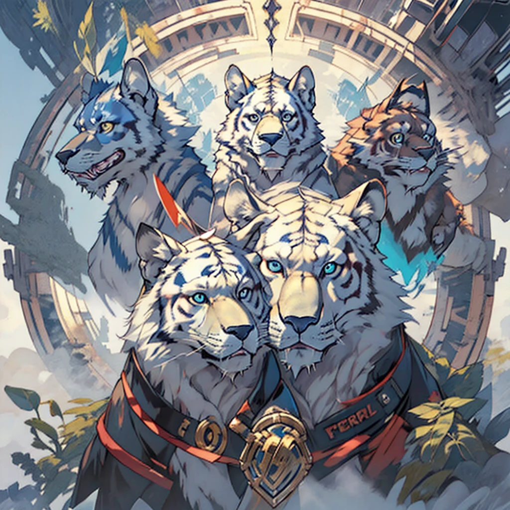 Logo for esports team with name "World" with five wolves