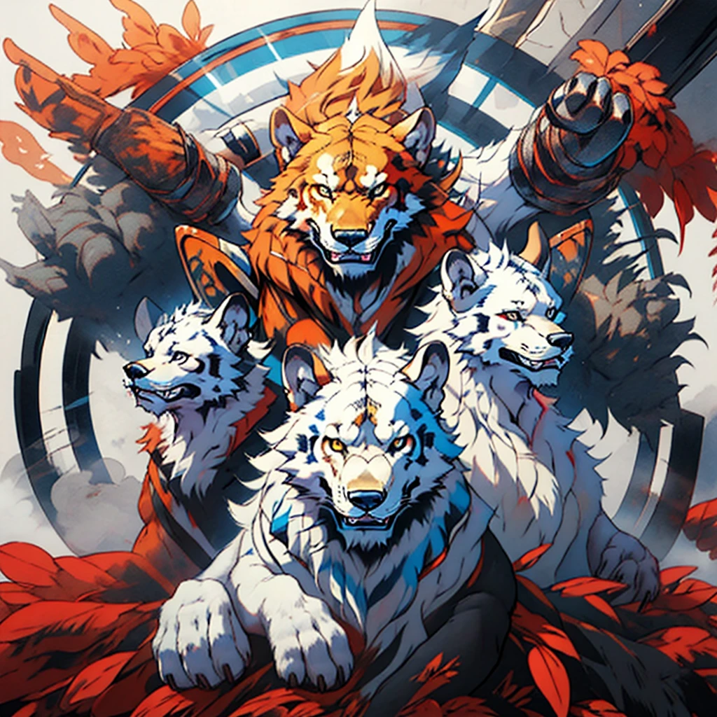 Logo for esports team with name "World" with five wolves