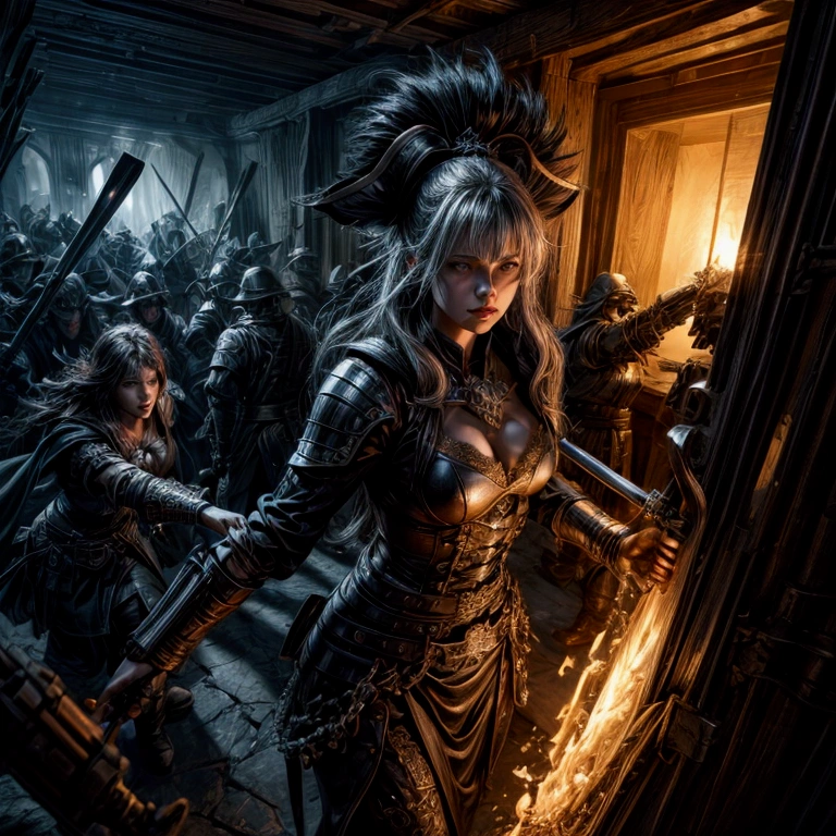 The ships are alongside each other、Sailors preparing for battle rush into enemy ships,
Extremely intense hand-to-hand combat,The fight between pirates,Dynamic composition,
Dramatic Scene,Dynamic Action,
Brandish your sword and subdue your opponent,The fading glow of life,
Please draw a melee of enemies and allies in the background.,
Super detailed,Detailed face,Detailed Hair,Detailed eyes,Detailed mouth,
reality,Actual photo,Photorealistic,Thin contours,
masterpiece,Highest quality,High resolution,Ray Tracing,8k,Raw photo,Award-winning,
beautiful,Browsing Caution,Thin contours,Perfect human body,Perfect Anatomy,Perfect Fingers,