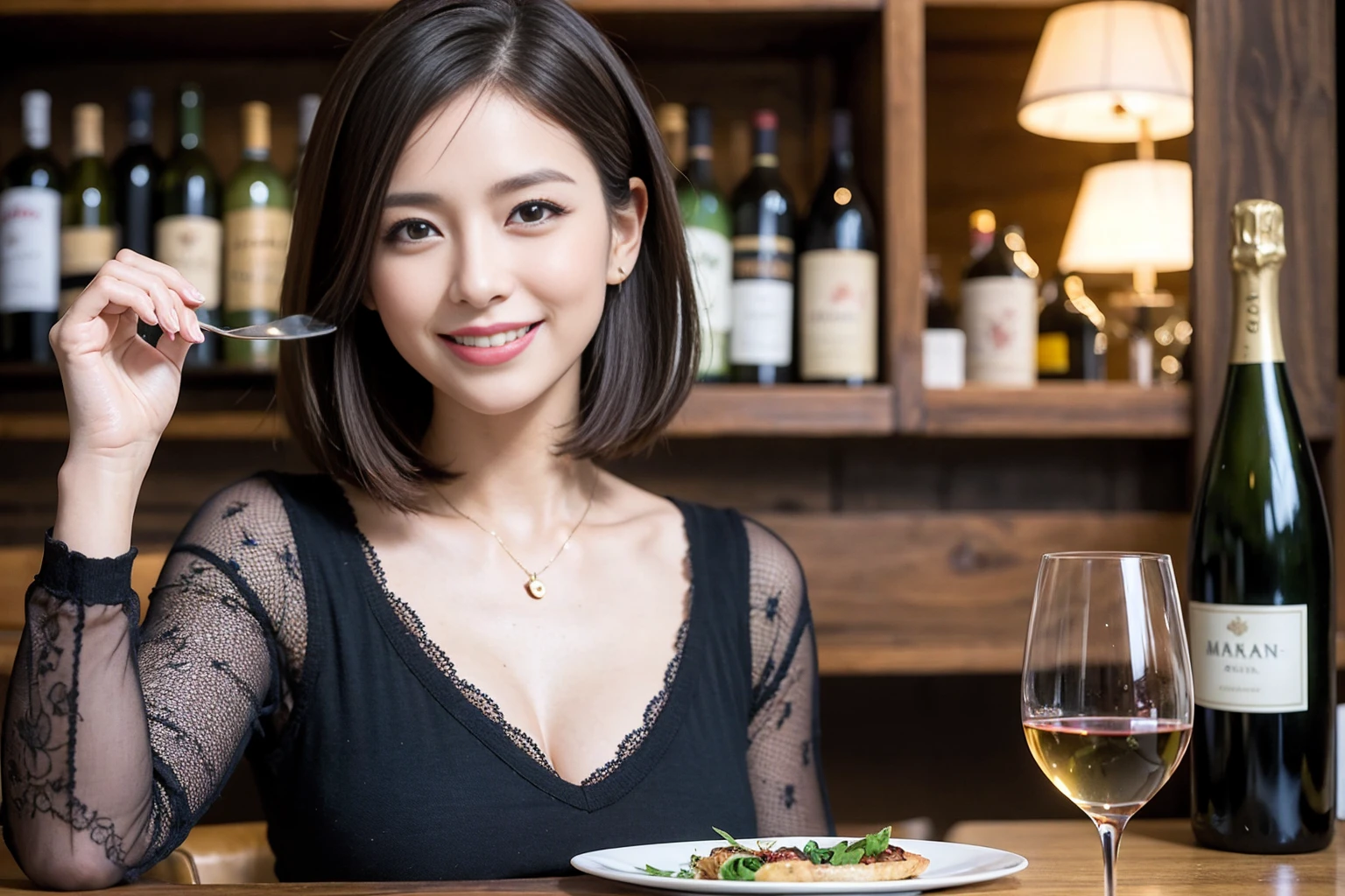 (Realistic:1.1),(masterpiece,Highest quality),8k,(56 years old), 53 years old, ベリーslimボディ、slimカップル、Tight waist,Upper Body,full-course dinner、wine 、Amazing view of the sunset sky and clouds、Perfect Anatomy, Brown Hair, short hair,Random Hairstyles,((Highly detailed face and eyes:1.2)),Perfect golden ratio face,Long sleeve shirt、dress,(smile:1.2)、Shortcuts、cute、(Realistic, Intricate details:1.2), A bright smile、short hair,Bright Face、赤wine 、Appetizers、Italian food、wine bottle、Champagne、スパークリングwine、(slimな顔), (The body is slim), (Brown Hair), (Shortcuts), Upper Body, 白wine, slim, wineグラス,