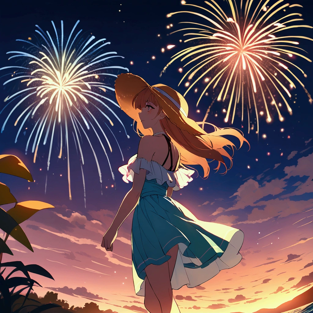 Fireworks woman summer Nostalgic painful