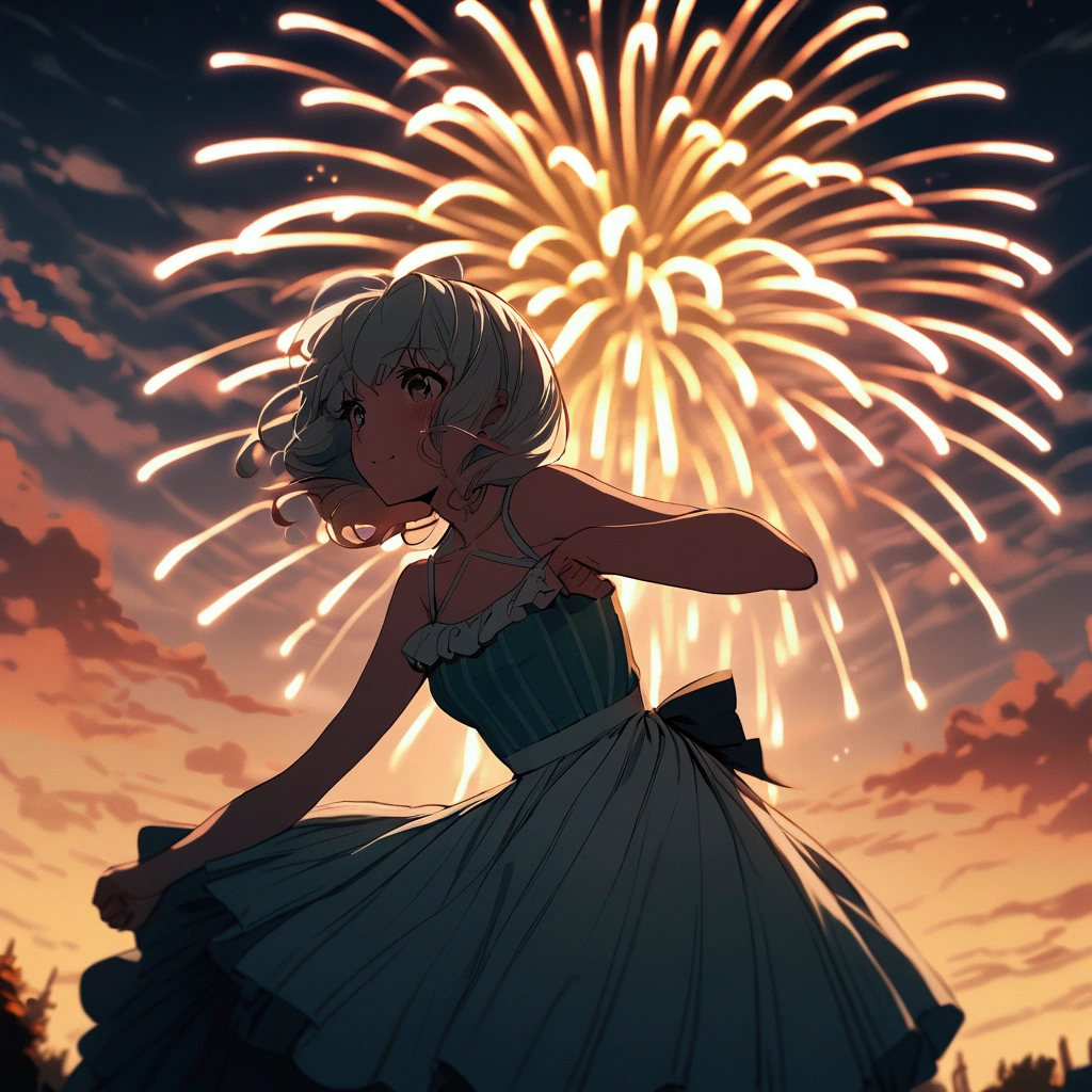 　Fireworks woman　summer　Nostalgic　painful　