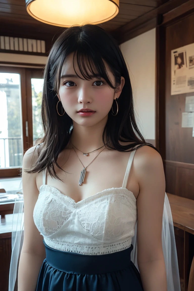 White lace bra and high leg underwear,(See through)、,Small breasts, (((とてもエレガントでbeautiful, Perfect detail, Very detailed))), whole body, The most detailed girl, Written boundary depth, 美しくdetailedなwhole body, Thin legs, 1 person, 30 years old, Very short hair, Spiked Hair, Gray and silver hair, beautiful detailed hair, Perfect Face, Expressionless, beautiful, detailed, Deep Eyes, Please open your mouth a little, Delicate arms and hands, Pale skin, Earrings, beautiful and gorgeous necklace, Colorful background, HD background, Blurred Background, とても繊細でbeautiful, masterpiece, (((Highest quality, とてもbeautiful8K CG壁紙))), (((Medium Hair、Loose wavy hair))), (Inside the room,Stylish white interior,window)、Glowing Skin、Shiny Hair、