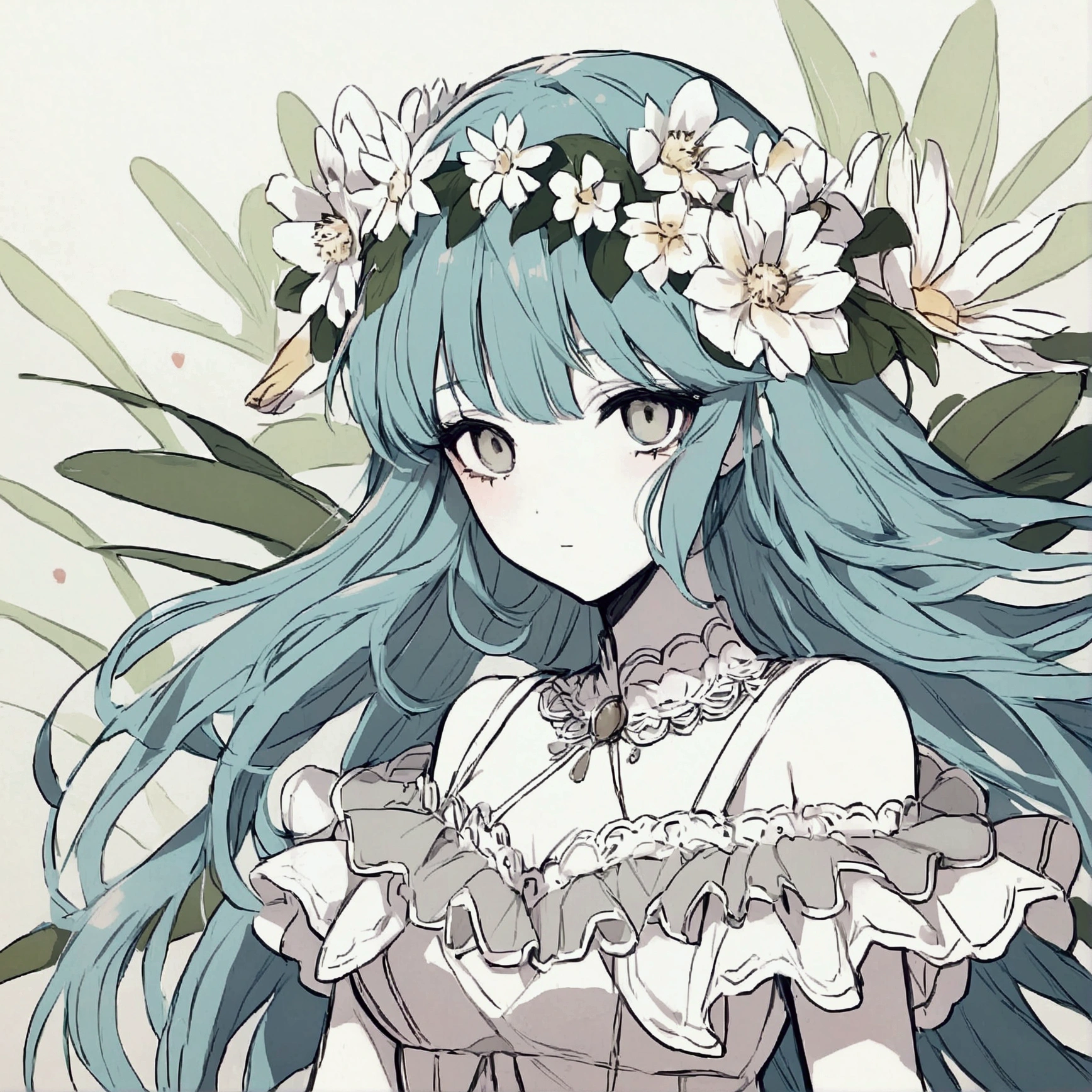 flower woman summer Nostalgic painful water lily