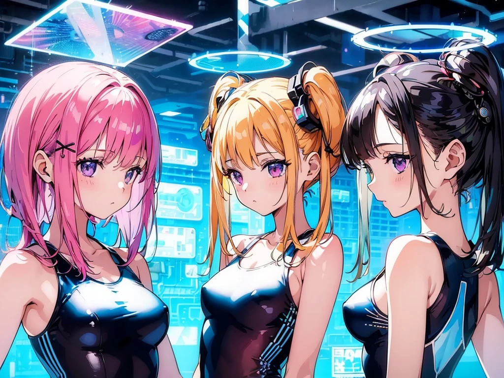((Highest quality)) , ((masterpiece)) , (detailed),Color Splash, (((One girl))) , Wearing a shabby chic wrap dress, Metal plated, Colored Hair, ((Fossil fuel power plants)) In the background, Retro Cyberpunk . 80's inspired, Synthwave, neon, Vibrant, detailed, retrofuturism