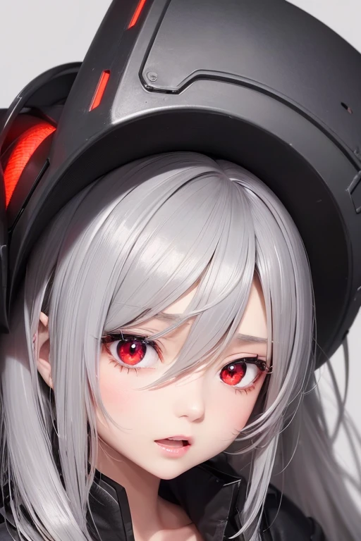 High resolution, detail, 高いdetail, Shortcuts, Gray Hair, Grey Hair, Silver Hair, chest, Open your mouth, Red eyes, Multiview, accessories, Illustration, Anime Style, Character Design,