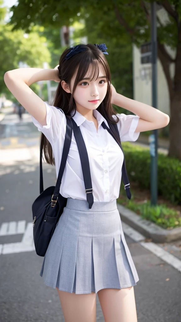 beautiful girl､high school girl､uniform､mini skirt､See-through､Fluttering in the wind､cycling