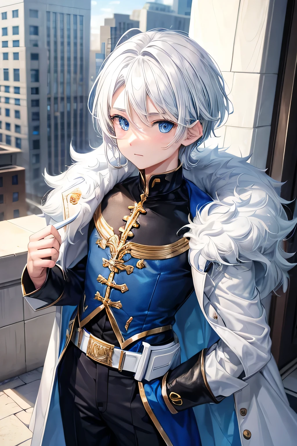 12 year old boy, blue eyes, white hair
