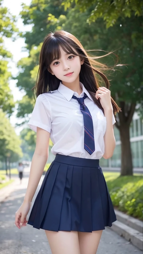 beautiful girl､high school girl､uniform､mini skirt､See-through､Fluttering in the wind