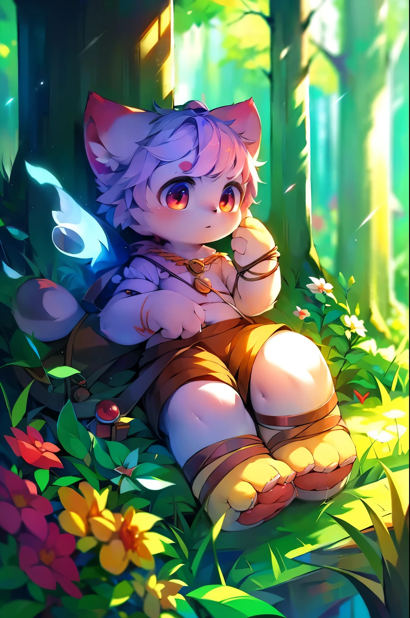 a white fox, dark red on the upper right part of the head and the tip of the tail, detailed fur texture, realistic, photographic, high quality, 8k, ultra-detailed, masterpiece, natural lighting, depth of field, beautiful scenery, peaceful forest environment, vibrant colors, warm tones