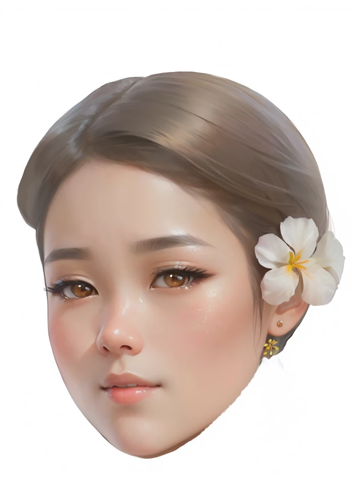 a close up of a woman with a flower in her hair, detailed face of a asian girl, realistic beautiful face, photorealistic beautiful face, digital art of an elegant, south east asian with round face, beautiful realistic face, digital art portrait, close up potrait, detailed attractive face, digital illustration portrait, digital portrait, detailed beautfiul face