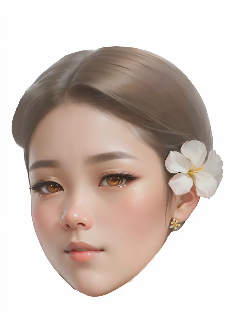 a close up of a woman with a flower in her hair, detailed face of a asian girl, realistic beautiful face, photorealistic beautiful face, digital art of an elegant, beautiful realistic face, south east asian with round face, digital art portrait, close up potrait, detailed attractive face, digital portrait, digital illustration portrait, detailed beautfiul face