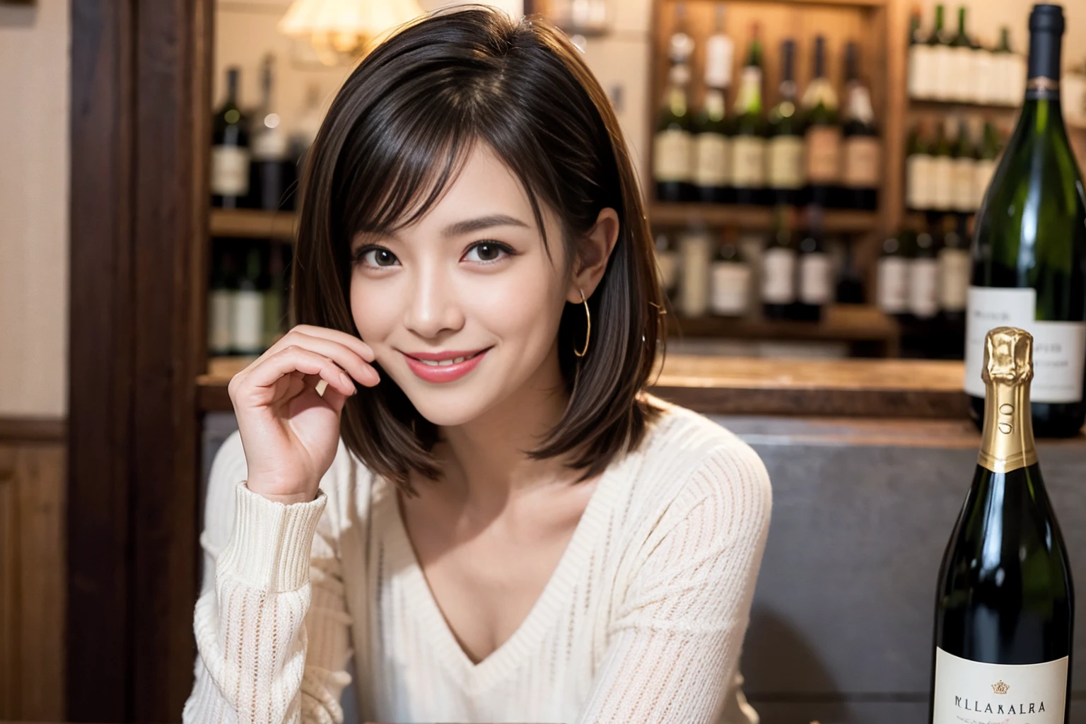(Realistic:1.1),(masterpiece,Highest quality),8k,(56 years old), 53 years old, ベリーslimボディ、slimカップル、Tight waist,Upper Body,full-course dinner、wine 、Amazing view of the sunset sky and clouds、Perfect Anatomy, Brown Hair, short hair,Random Hairstyles,((Highly detailed face and eyes:1.2)),Perfect golden ratio face,Long sleeve shirt、dress,(smile:1.2)、Shortcuts、cute、(Realistic, Intricate details:1.2), A bright smile、short hair,Bright Face、赤wine 、Appetizers、Italian food、wine bottle、Champagne、スパークリングwine、(slimな顔), (The body is slim), (Brown Hair), (Shortcuts), Upper Body, 白wine, slim, wineグラス,