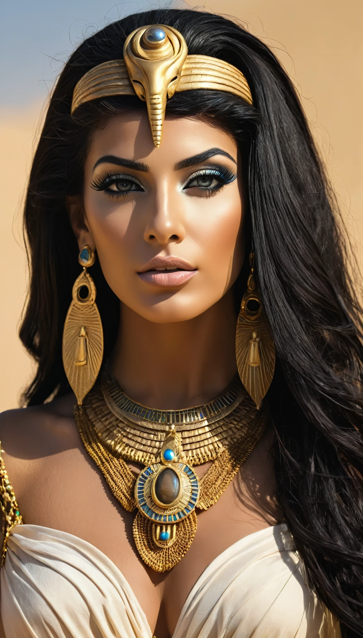 Egyptian Pharaoh goddes , beautiful model, young gorgeous women, , storm Egyptian god, wind Egyptian god, Nyarlathotep, an undead desert lich pharaoh, portrait of a scorpion goddess, photo of ghost of Anubis, eldritch goddess, Egyptian mummy queen, goddess. extremely high detail, ultra realistic, , right halve of face revealing beautiful face, covered in Egyptian pharaoh silk rhobes, full body picture, photograph from head to toe, full body view, lower body and legs visible