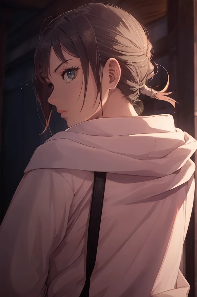 (Nobara Kugisaki) masterpiece), best quality, high resolution  1girl bob cut medium hair standing alone  profile image looking at viewer beautiful eyes beautiful face  extremely detailed pink clothing girly Nobara Kugisaki