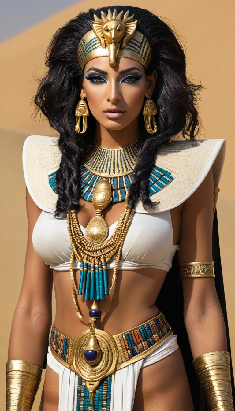 (cleopatra), (Egito), (kemet) black female, gorgeous  woman, sensuous, chic, gold and jewels , (whole body), braided hair