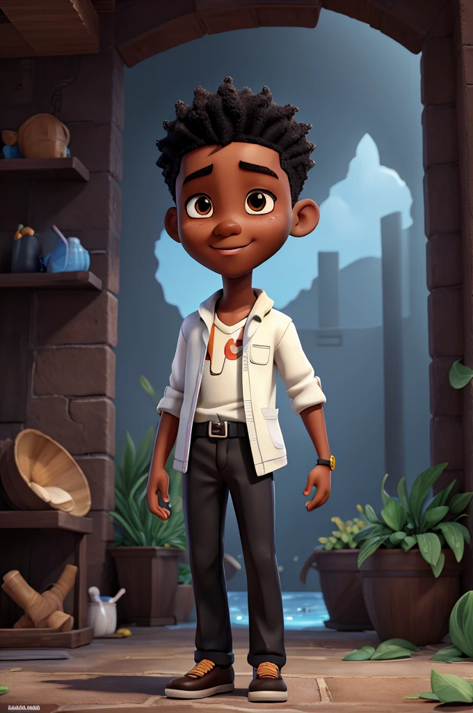 cartoon black boy, Q version 3d rendering, Lovely and detailed digital art,。HD hand-painted scene original painting 4k high resolution water splash elements 