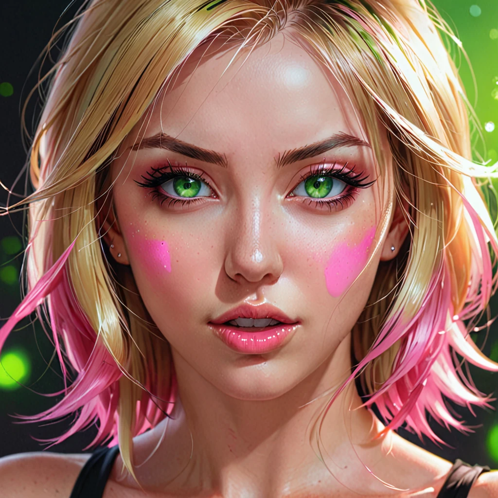 Oral rape of the woman blonde hair green eyes and pink batm and a black top, realistic art style, RossDraws portrait, Artgerm portrait, Anime realistic artstyle, 4K realistic digital art, 4K realistic digital art, 8K Artgerm Bokeh, DeviantArt Artstation CGScosiety, ArtGerm extremely detailed, made with anime painter studio, RossDraw digital painting, ( on face:1.3), ( on black top: 1.3)