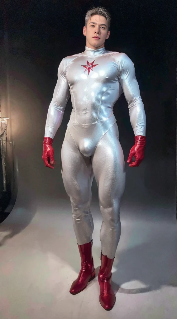 (realistic,hyper-detailed,8k,DC comic superhero,Captain Atom,captainatom),
(silver suit,silversuit),
(red gloves,redgloves),
(red boots,redboots) , unrealistic wide hips , unrealistic wide hips , plump hips ,  snatched waist , stiff nipples ,  nsfw , nsfw , eroticism , (((only boy , only male)))