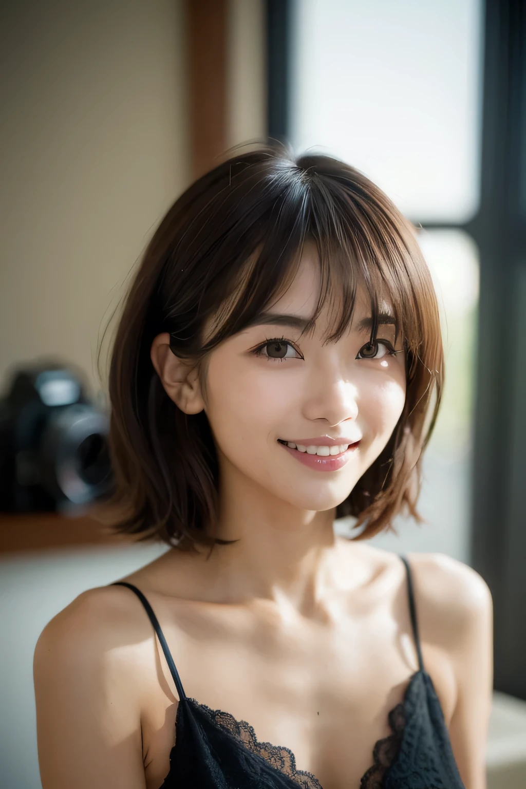 (Hyper Reality: 1.35), (Realistic: 1.4), A beautiful Japanese woman, smile, alone. (((No makeup))), masterpiece, 最high quality, high quality, alone, Very good, puberty, Only one girl, ((Perfect body)),((最high quality)),((Hello)),((Very delicate and beautiful)),((Very shallow depth of field)), Hmph,((Incredibly shallow depth of field)). family friendly, ((Very delicate and beautiful)), (((Very shallow depth of field))), Hmph, (((Unbelievably absurd))), (((Perfect body))), dark brown hair, blowing boyish bob hair, shag messy hair, wolf cut, big hair,  Slim body type, ((( Camera Eye)))), (((small ))), (((A happy and wonderful smile))), poor, my + background, Dynamic Angle, Focus on the woman&#39;s eyes, {Particles of light}, Detailed background, Soft lighting, (dramatic), sunset, very beautiful sunset, Live Action, Realistic, cute smile, (blurred background), (((11 years old))),, ((wind)), ((Movement)), ((emotion)), ((colorful)), ((Baby Face:1.4)), ((Beautiful Teeth)), Wither, sea background, (((nsfw:1.3))), (((BDSM:1.3))), Very fair skin, ((super extra enormous breast:1.4)),(((cleavage:1.4))), (((Cowboy Shot))), ((Micro bikini with less fabric)), (((Small face))), Thighs are included in the composition