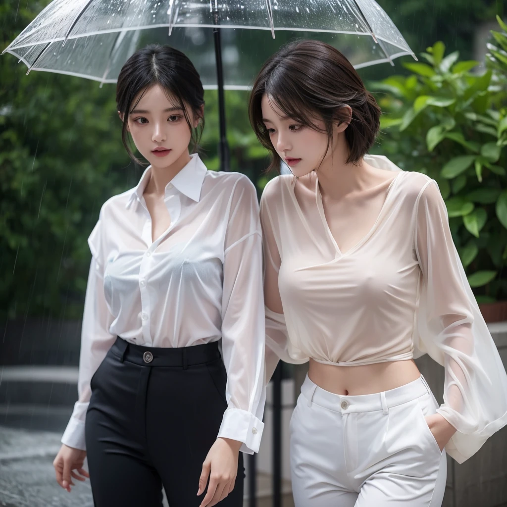 exy pose、Hair getting wet in the rain、Mr.々Hair style、Short Hair、Transparent shirt、Beautiful woman getting wet in the rain、typhoon、Get wet without an umbrella、Beautiful woman in the rain、雨で濡れたBeautyOL、Detailed face、Realistic、beautiful girl、Beauty、Office Lady Uniform、beauty、Beautiful woman、Narrow waist、Handsome woman、Tight pants look、suit、Sexy pose、タイトなsuitパンツ、雨で濡れたsuit、Wet naked shirt、See-through shirt、Shot in heavy rain、Naked shirt、Gaudy colored underwears