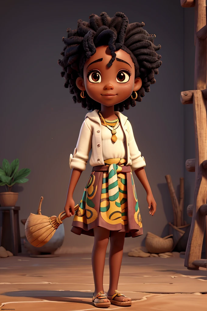 cartoon black girl, 3D rendering of a cute African man wearing traditional clothes, Lovely and detailed digital art,。HD hand-painted scene original painting 4k high resolution water splash elements