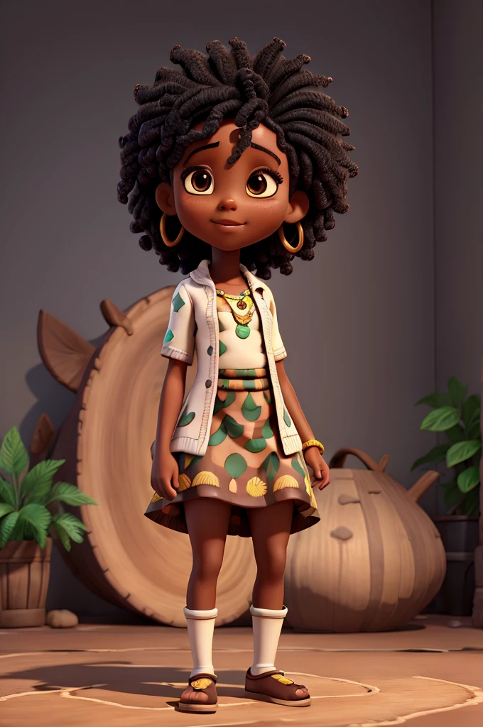 cartoon black girl, 3D rendering of a cute African man wearing traditional clothes, Lovely and detailed digital art,。HD hand-painted scene original painting 4k high resolution water splash elements