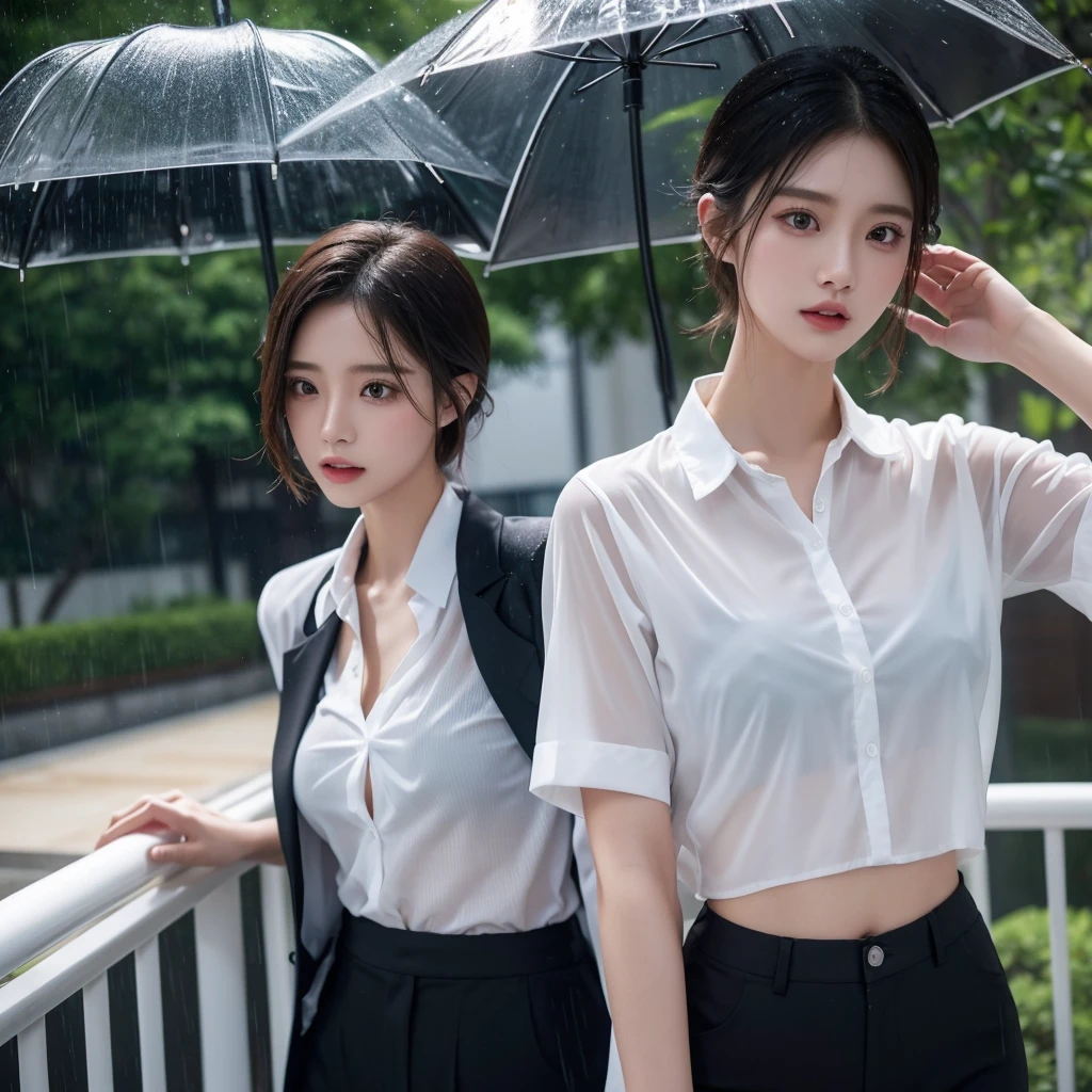 exy pose、Hair getting wet in the rain、Mr.々Hair style、Short Hair、Transparent shirt、Beautiful woman getting wet in the rain、typhoon、Get wet without an umbrella、Beautiful woman in the rain、雨で濡れたBeautyOL、Detailed face、Realistic、beautiful girl、Beauty、Office Lady Uniform、beauty、Beautiful woman、Narrow waist、Handsome woman、Tight pants look、suit、Sexy pose、タイトなsuitパンツ、雨で濡れたsuit、Wet naked shirt、See-through shirt、Shot in heavy rain、Naked shirt、Gaudy colored underwears