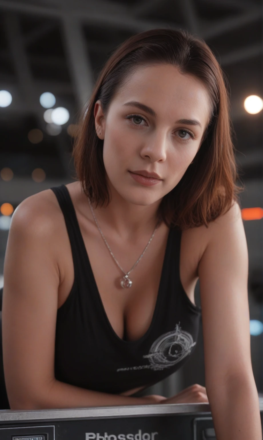score_9, score_8_up, score_7_up, score_6_up, score_5_up, score_4_up, realistic style, photo, photorealistic, high detail, (sharp), Mom from Death Stranding, posing on board a space station, dramatic lighting, depth of field, bokeh, (looking at viewer), tag1, tag2